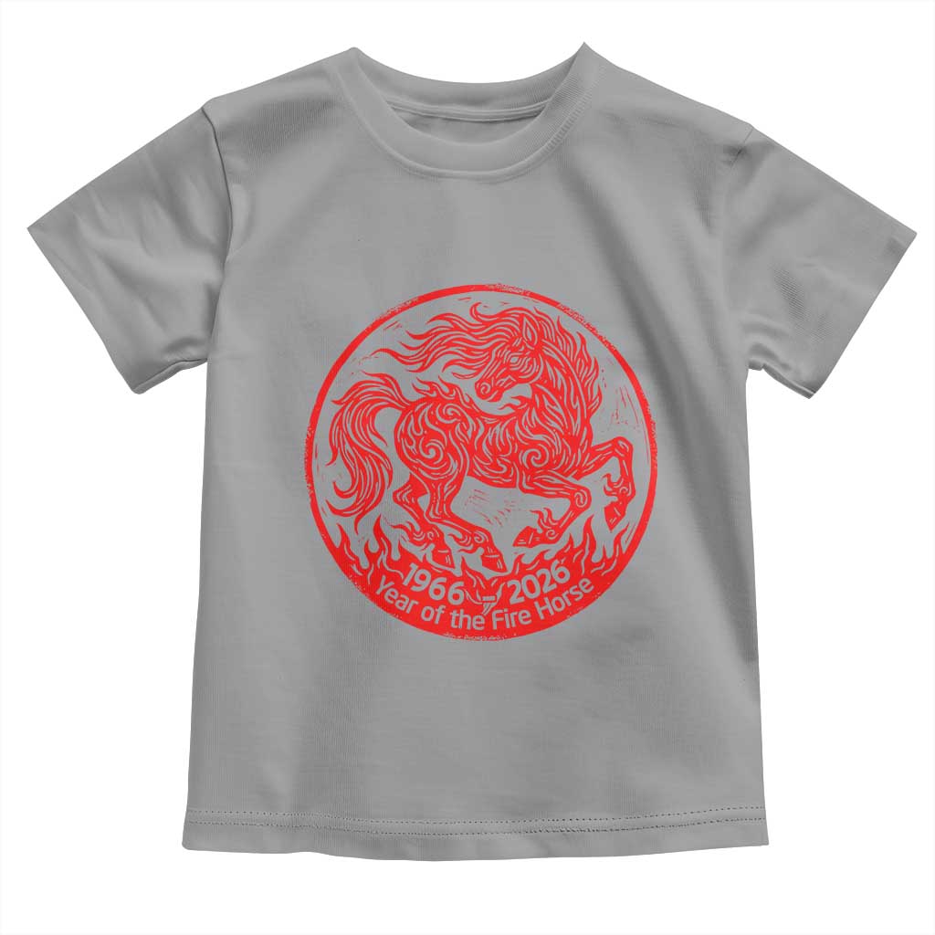 Year of the Fire Horse 1966 2026 Red Graphic Toddler T Shirt 60 Years Chinese Zodiac Horse Vintage Style