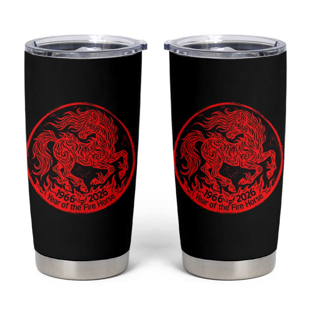 Year of the Fire Horse 1966 2026 Red Graphic Tumbler Cup 60 Years Chinese Zodiac Horse Vintage Style