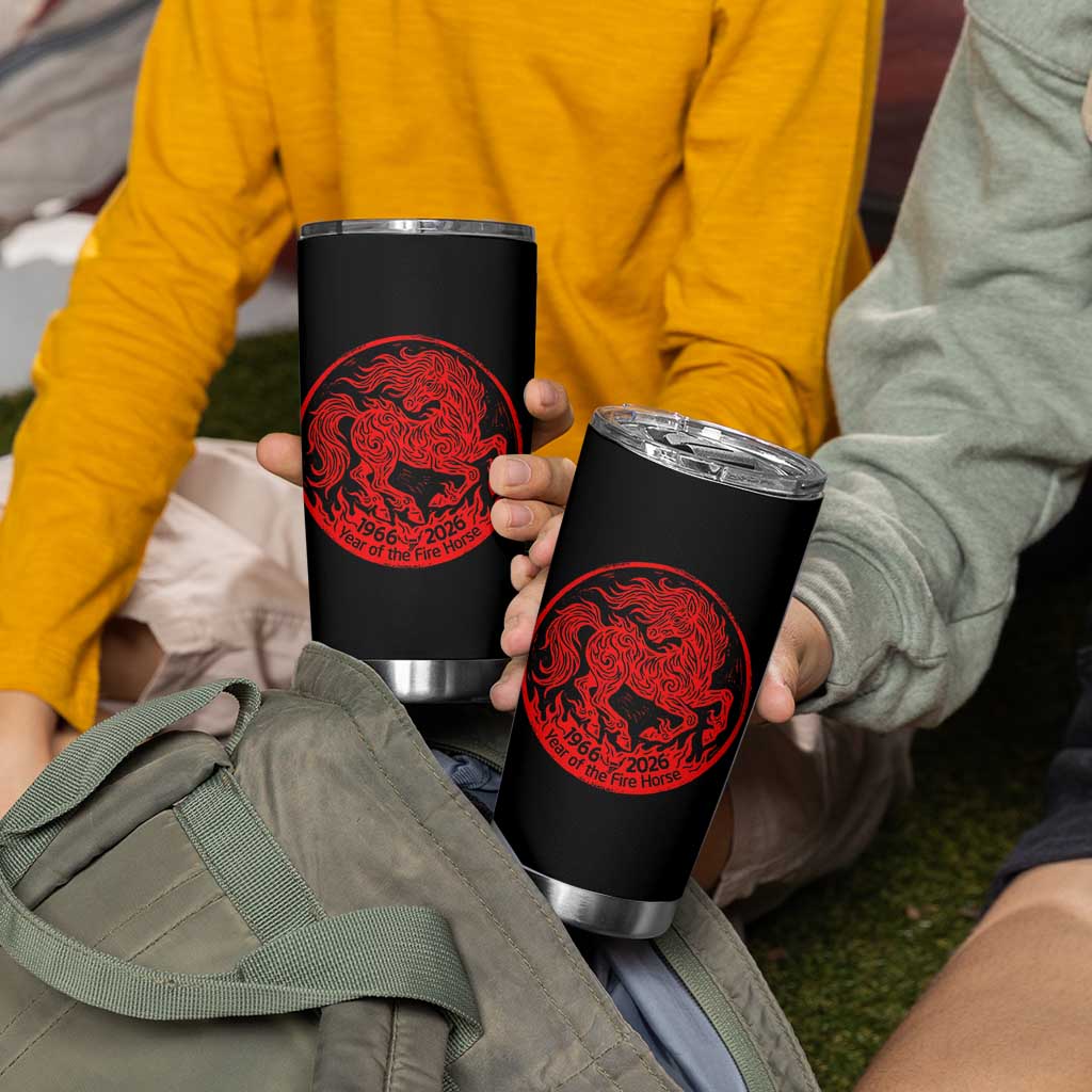 Year of the Fire Horse 1966 2026 Red Graphic Tumbler Cup 60 Years Chinese Zodiac Horse Vintage Style