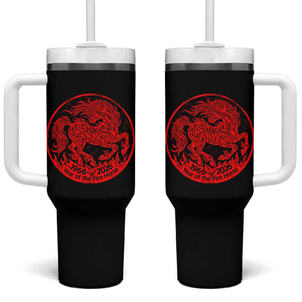 Year of the Fire Horse 1966 2026 Red Graphic Tumbler With Handle 60 Years Chinese Zodiac Horse Vintage Style