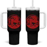 Year of the Fire Horse 1966 2026 Red Graphic Tumbler With Handle 60 Years Chinese Zodiac Horse Vintage Style