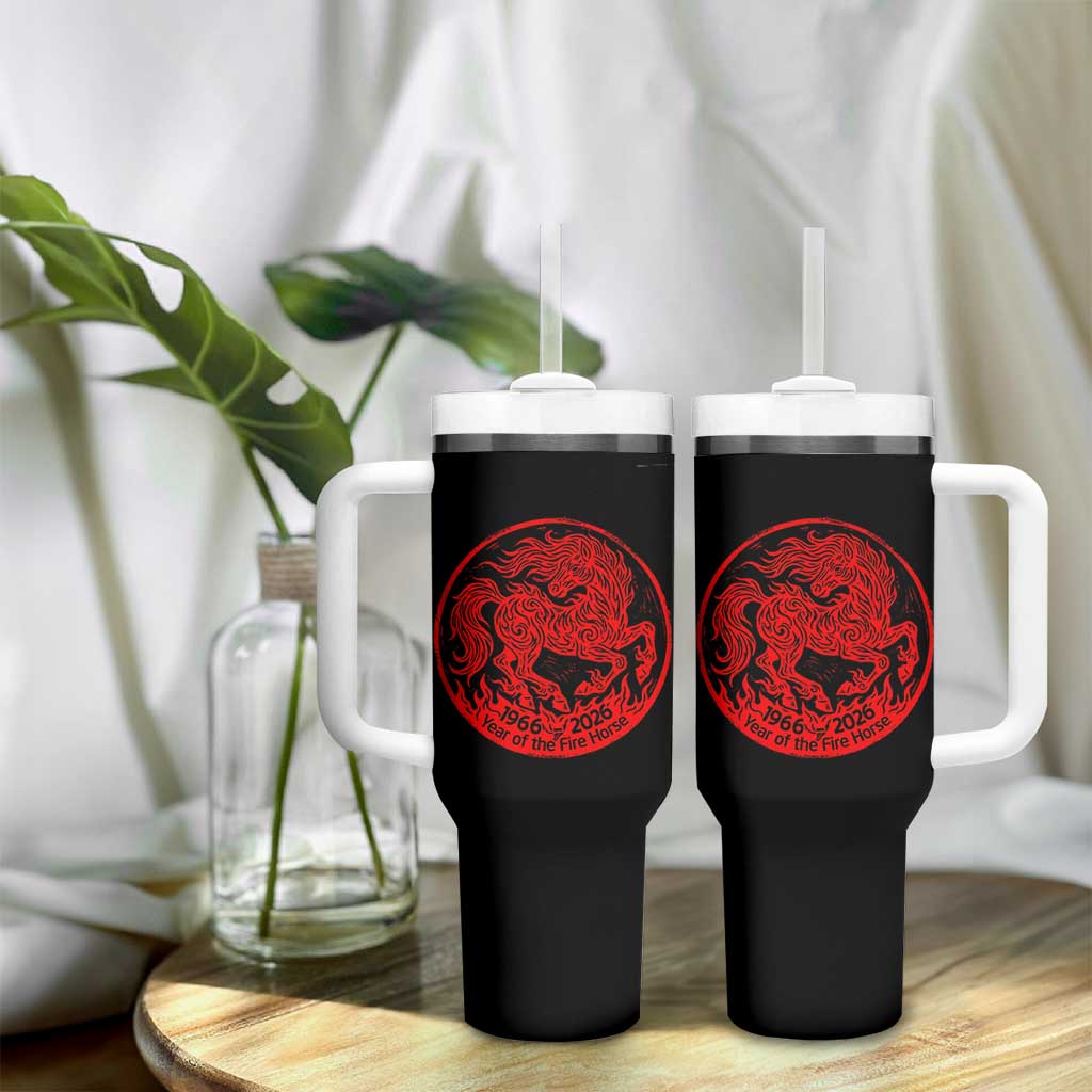 Year of the Fire Horse 1966 2026 Red Graphic Tumbler With Handle 60 Years Chinese Zodiac Horse Vintage Style