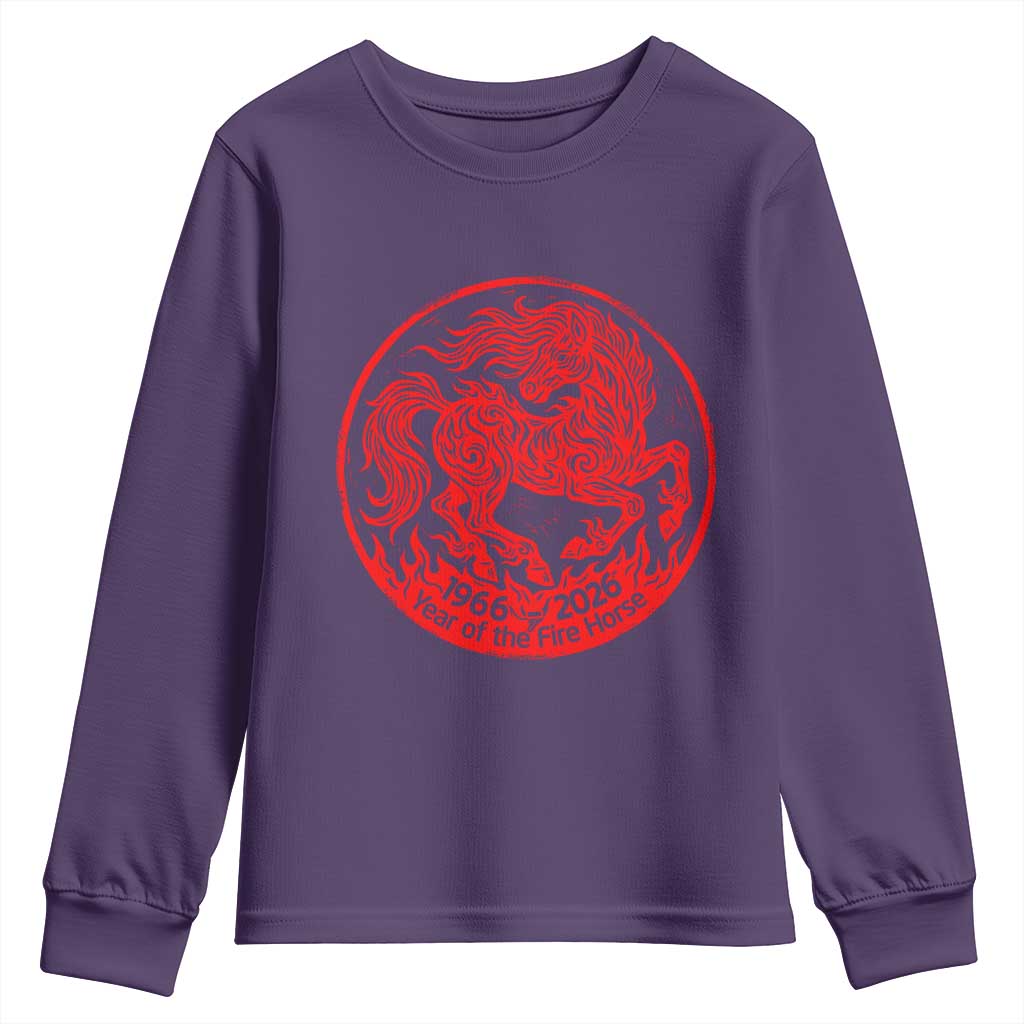 Year of the Fire Horse 1966 2026 Red Graphic Youth Sweatshirt 60 Years Chinese Zodiac Horse Vintage Style
