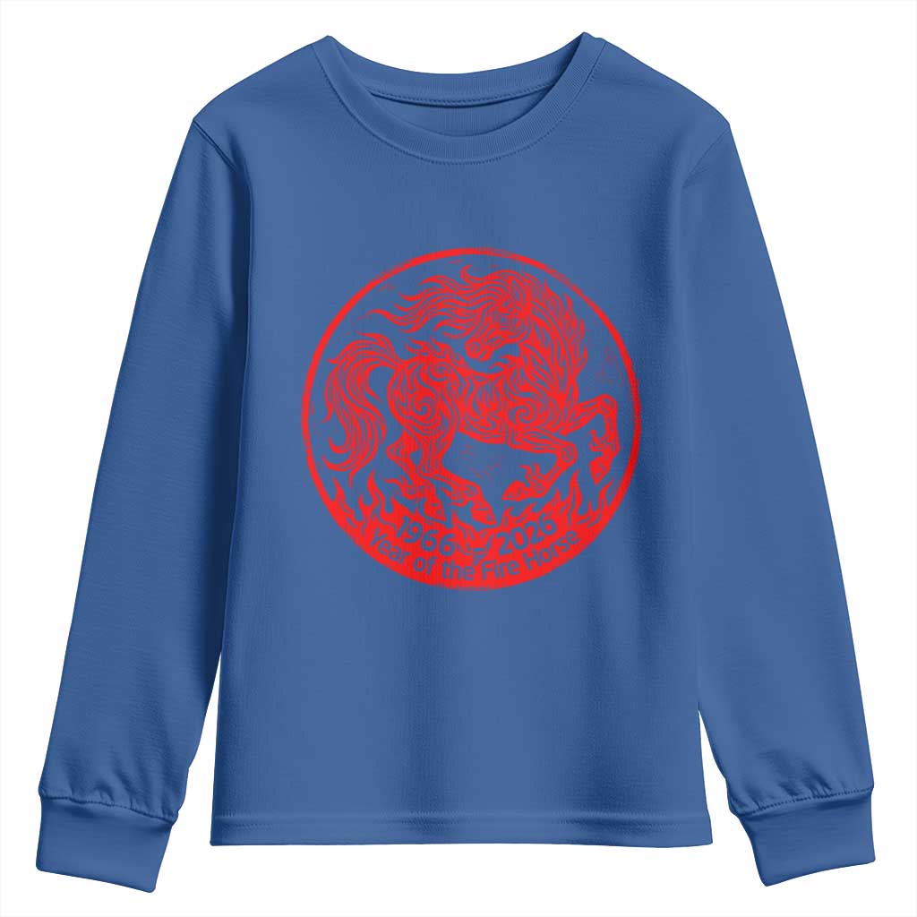 Year of the Fire Horse 1966 2026 Red Graphic Youth Sweatshirt 60 Years Chinese Zodiac Horse Vintage Style