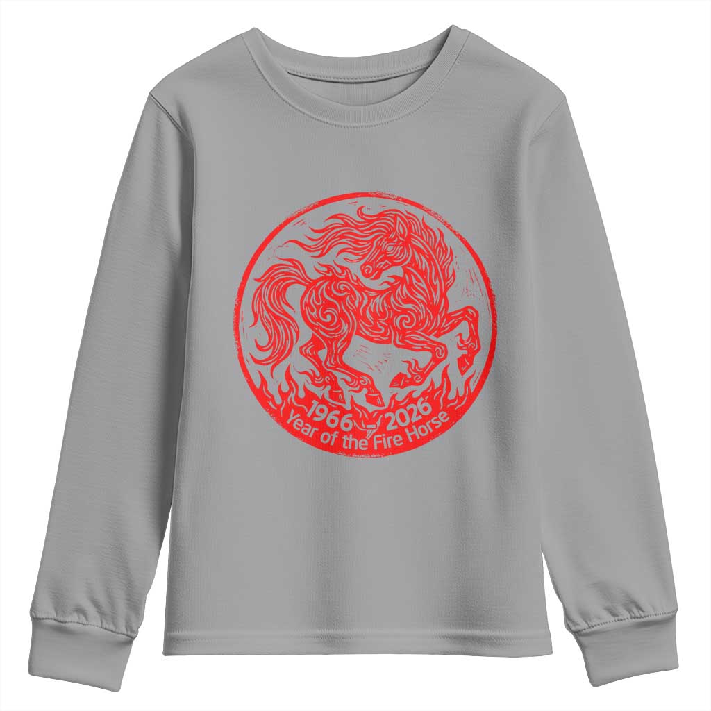Year of the Fire Horse 1966 2026 Red Graphic Youth Sweatshirt 60 Years Chinese Zodiac Horse Vintage Style