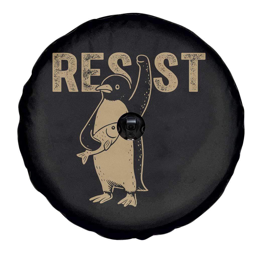 Funny Penguin Resist Spare Tire Cover Against Tariffs Activism Vintage