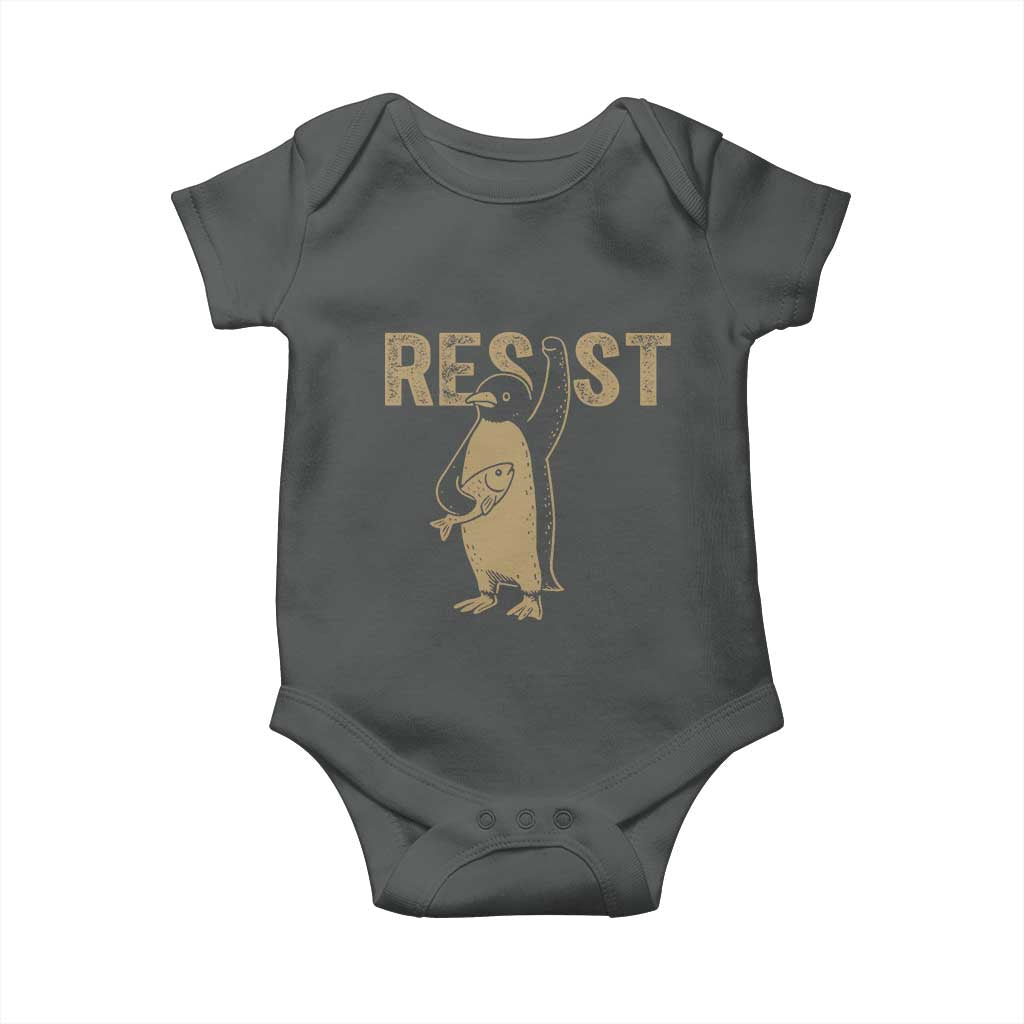 Funny Penguin Resist Baby Onesie Against Tariffs Activism Vintage