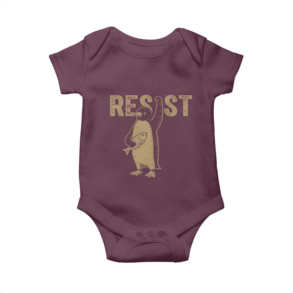 Funny Penguin Resist Baby Onesie Against Tariffs Activism Vintage