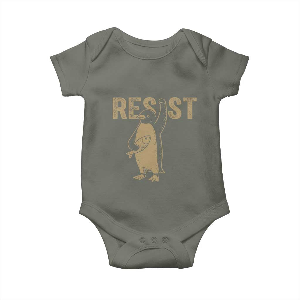 Funny Penguin Resist Baby Onesie Against Tariffs Activism Vintage