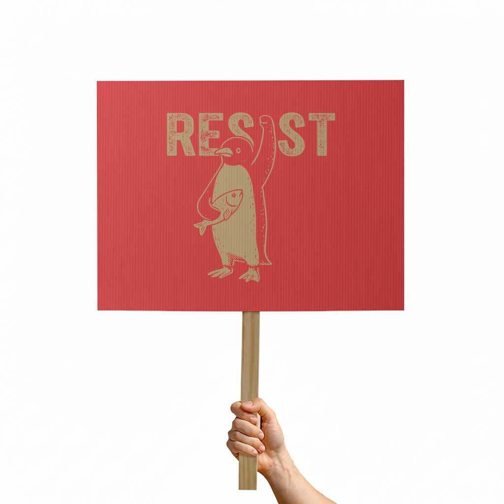 Funny Penguin Resist Protest Sign Against Tariffs Activism Vintage - Wonder Print Shop