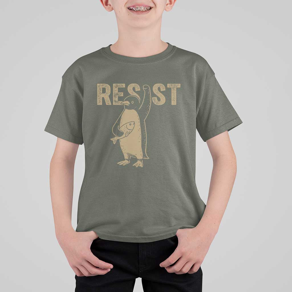 Funny Penguin Resist T Shirt For Kid Resist Penguin Activism Graphic