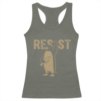 Funny Penguin Resist Racerback Tank Top Against Tariffs Activism Vintage