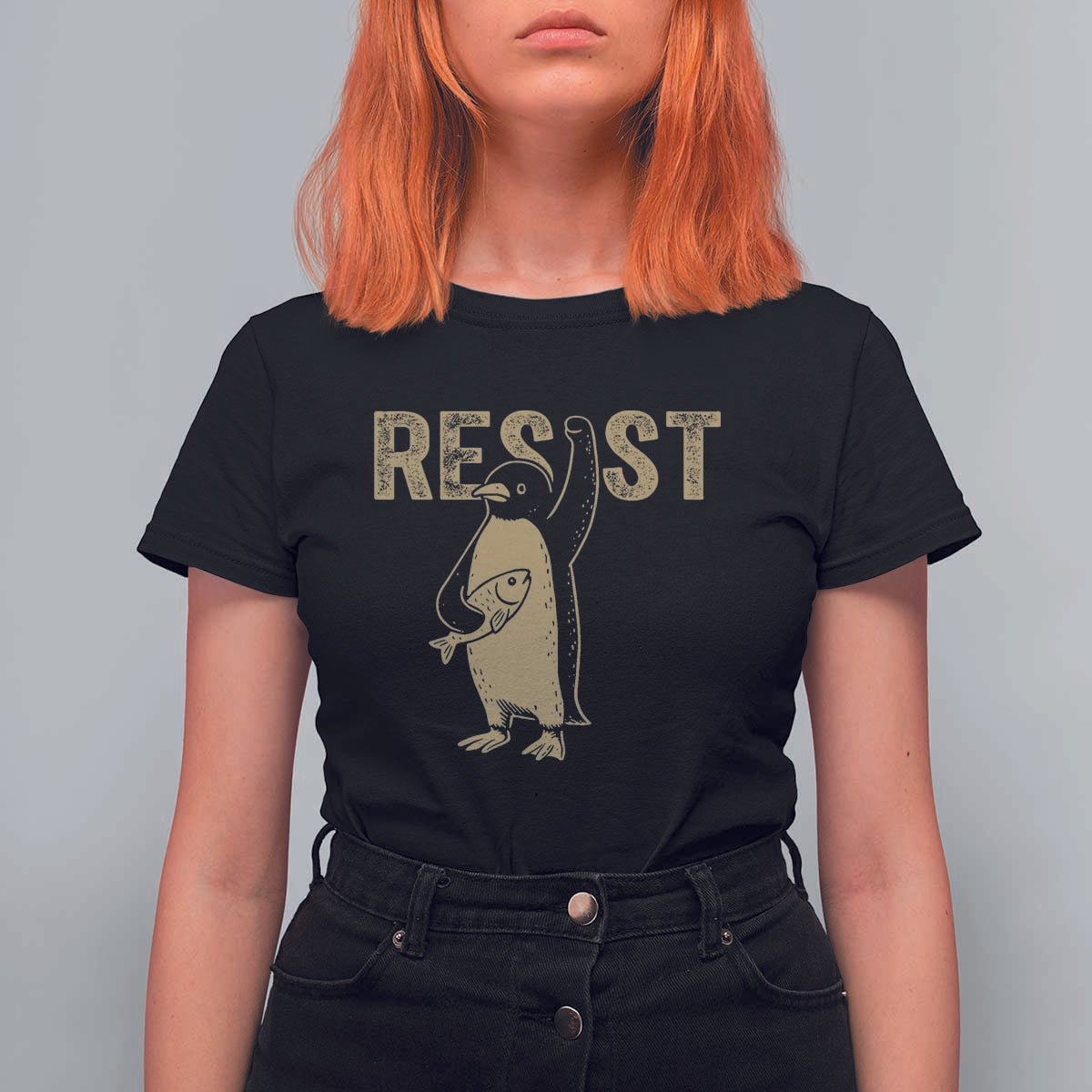 Funny Penguin Resist T Shirt For Women Resist Penguin Activism Graphic