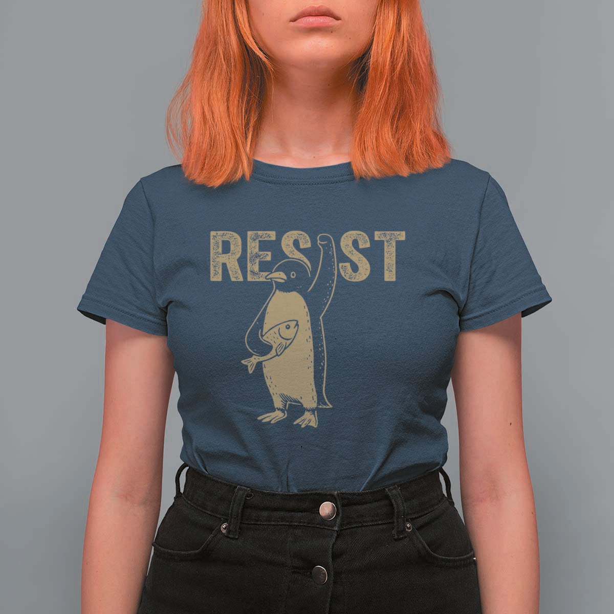 Funny Penguin Resist T Shirt For Women Resist Penguin Activism Graphic