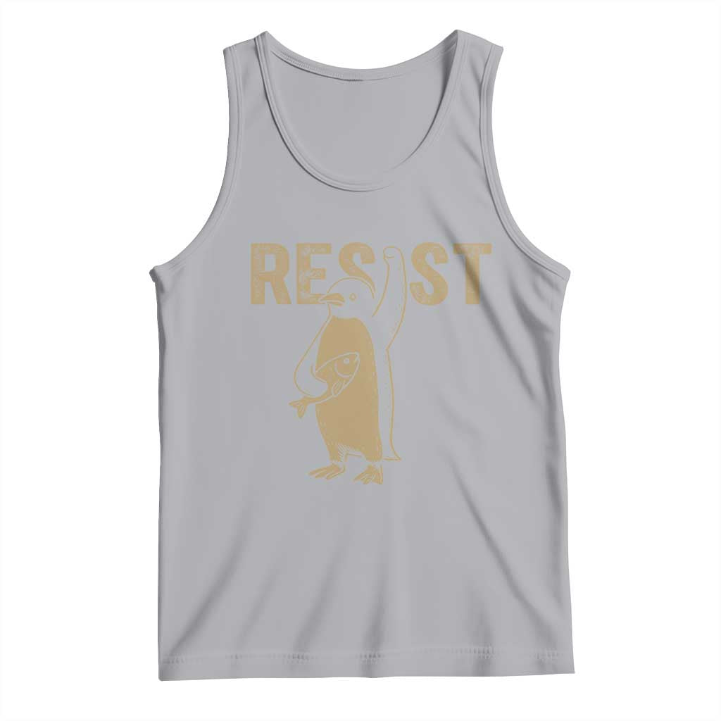 Funny Penguin Resist Tank Top Against Tariffs Activism Vintage