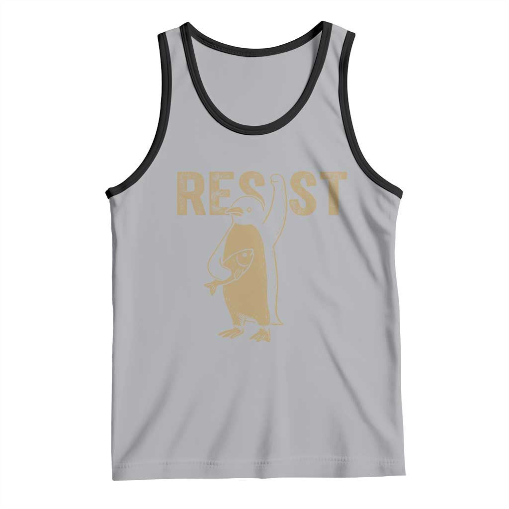Funny Penguin Resist Tank Top Against Tariffs Activism Vintage