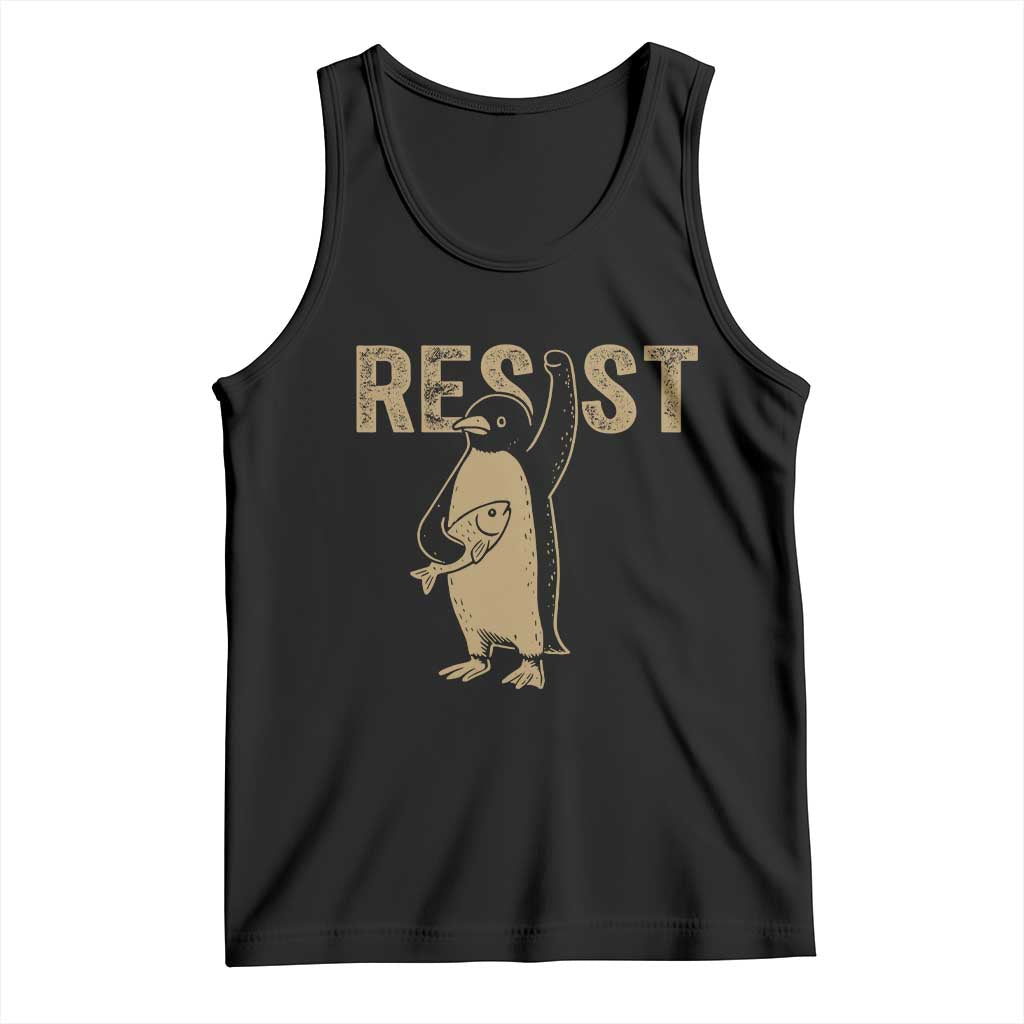 Funny Penguin Resist Tank Top Against Tariffs Activism Vintage
