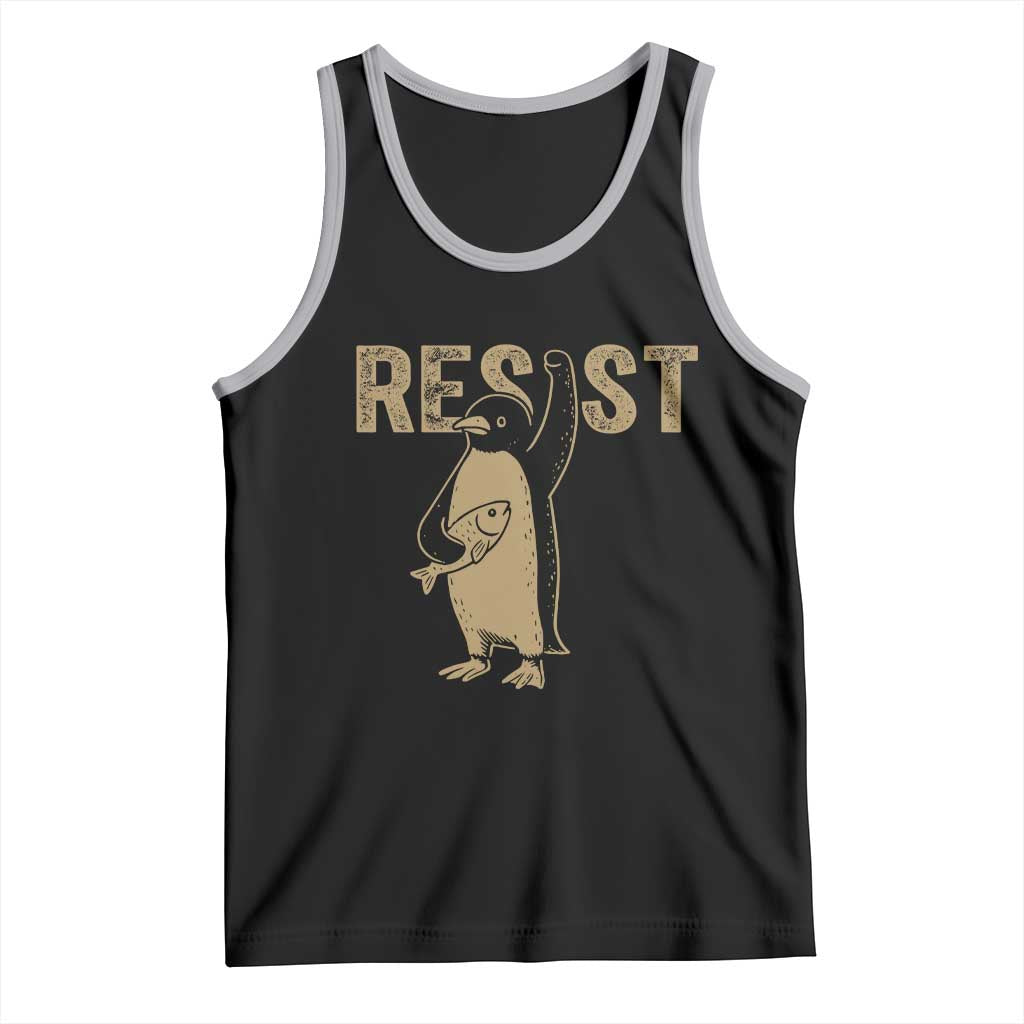 Funny Penguin Resist Tank Top Against Tariffs Activism Vintage
