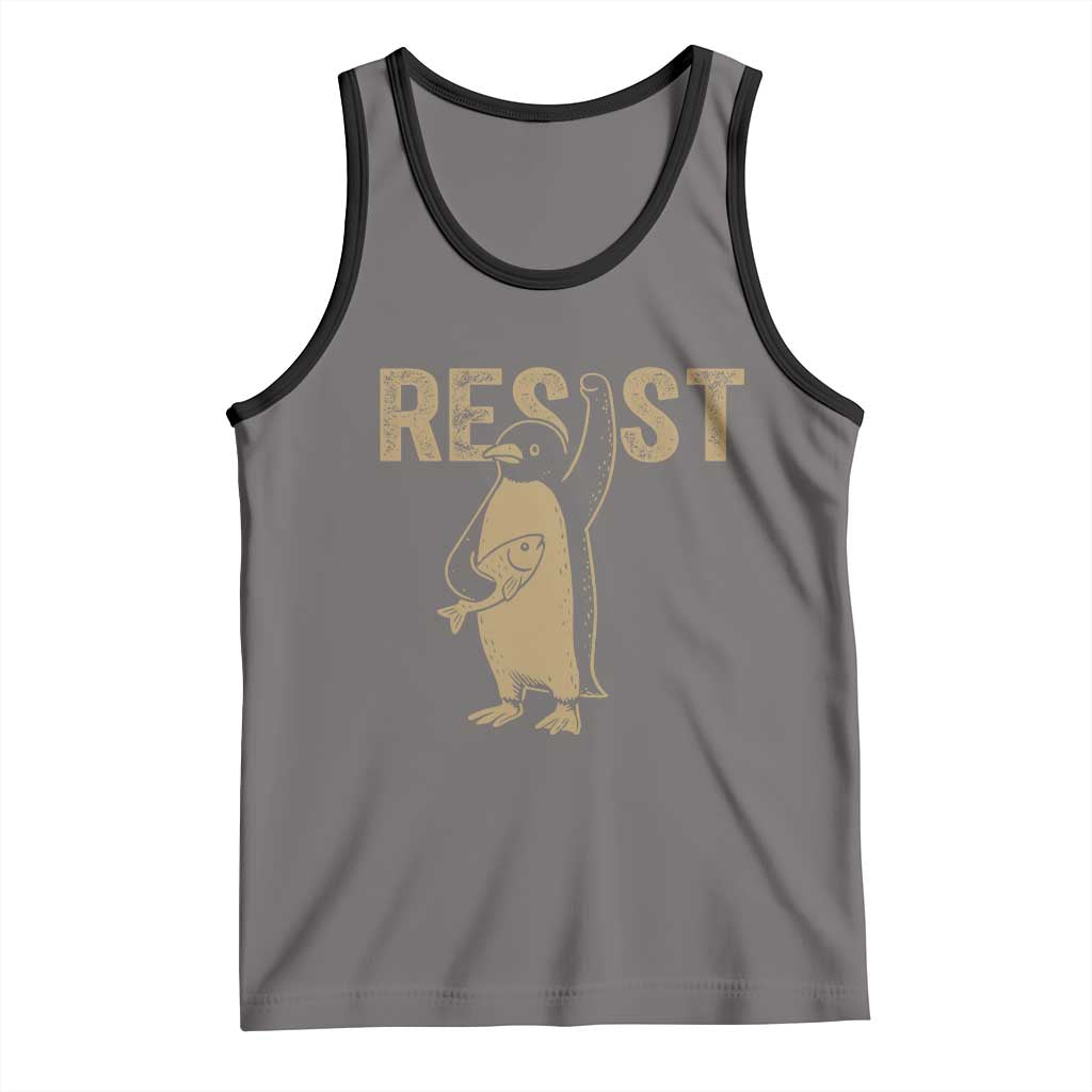 Funny Penguin Resist Tank Top Against Tariffs Activism Vintage