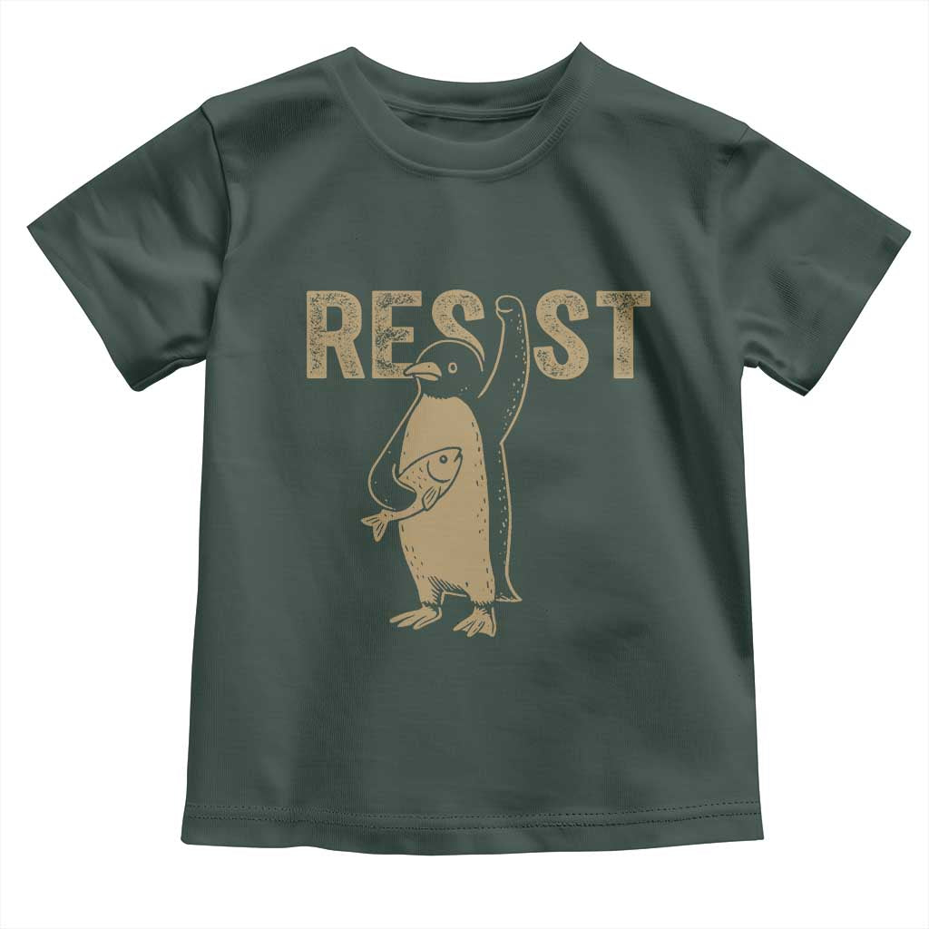 Funny Penguin Resist Toddler T Shirt Against Tariffs Activism Vintage