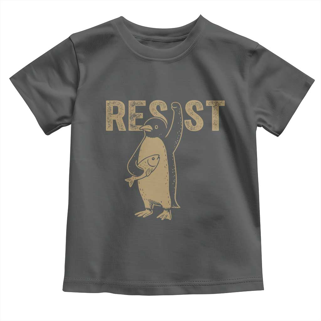 Funny Penguin Resist Toddler T Shirt Against Tariffs Activism Vintage
