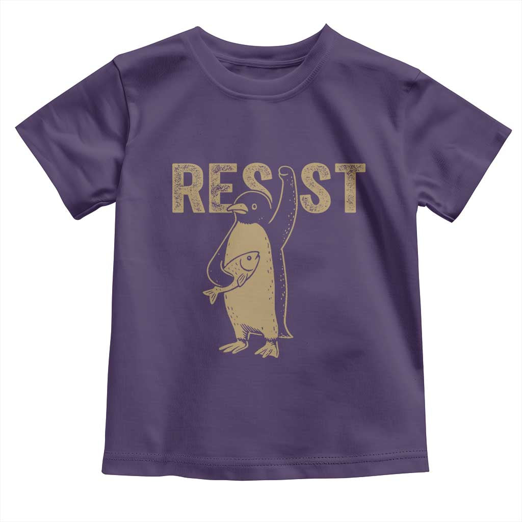 Funny Penguin Resist Toddler T Shirt Against Tariffs Activism Vintage