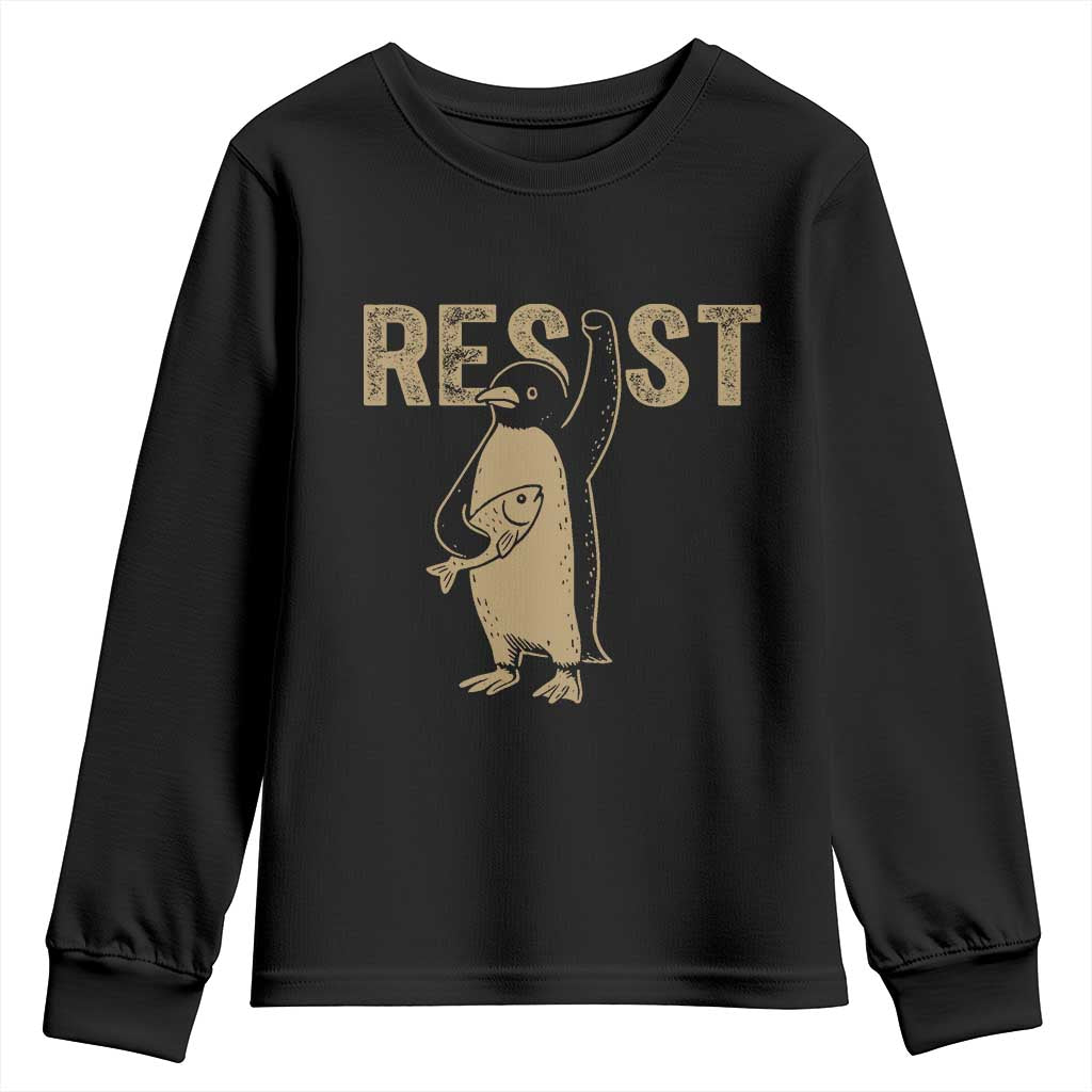 Funny Penguin Resist Youth Sweatshirt Against Tariffs Activism Vintage