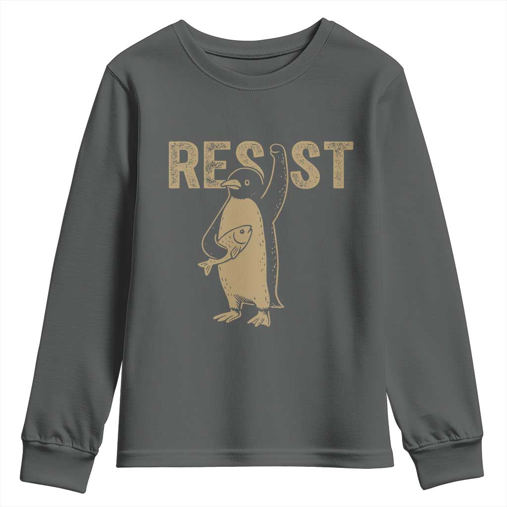 Funny Penguin Resist Youth Sweatshirt Against Tariffs Activism Vintage