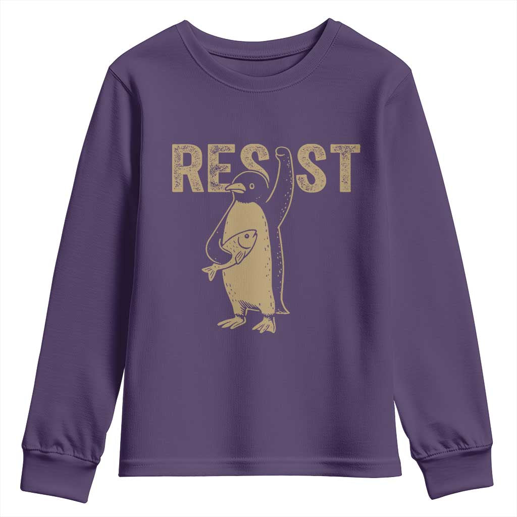 Funny Penguin Resist Youth Sweatshirt Against Tariffs Activism Vintage