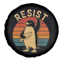 Funny Penguin Resist Spare Tire Cover Against Tariffs Retro Vintage
