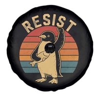 Funny Penguin Resist Spare Tire Cover Against Tariffs Retro Vintage
