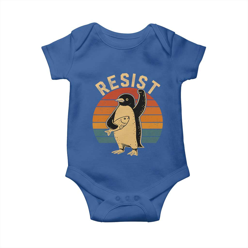 Funny Penguin Resist Baby Onesie Against Tariffs Retro Vintage