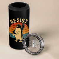Funny Penguin Resist 4 in 1 Can Cooler Tumbler Against Tariffs Retro Vintage
