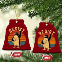 Funny Penguin Resist Ceramic Ornament Against Tariffs Retro Vintage - Wonder Print Shop