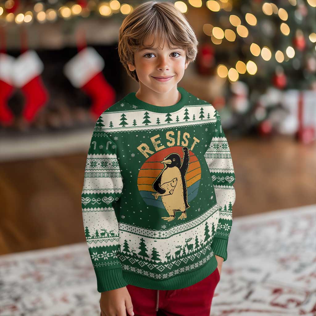 Funny Penguin Resist Ugly Christmas Sweater Against Tariffs Retro Vintage - Wonder Print Shop