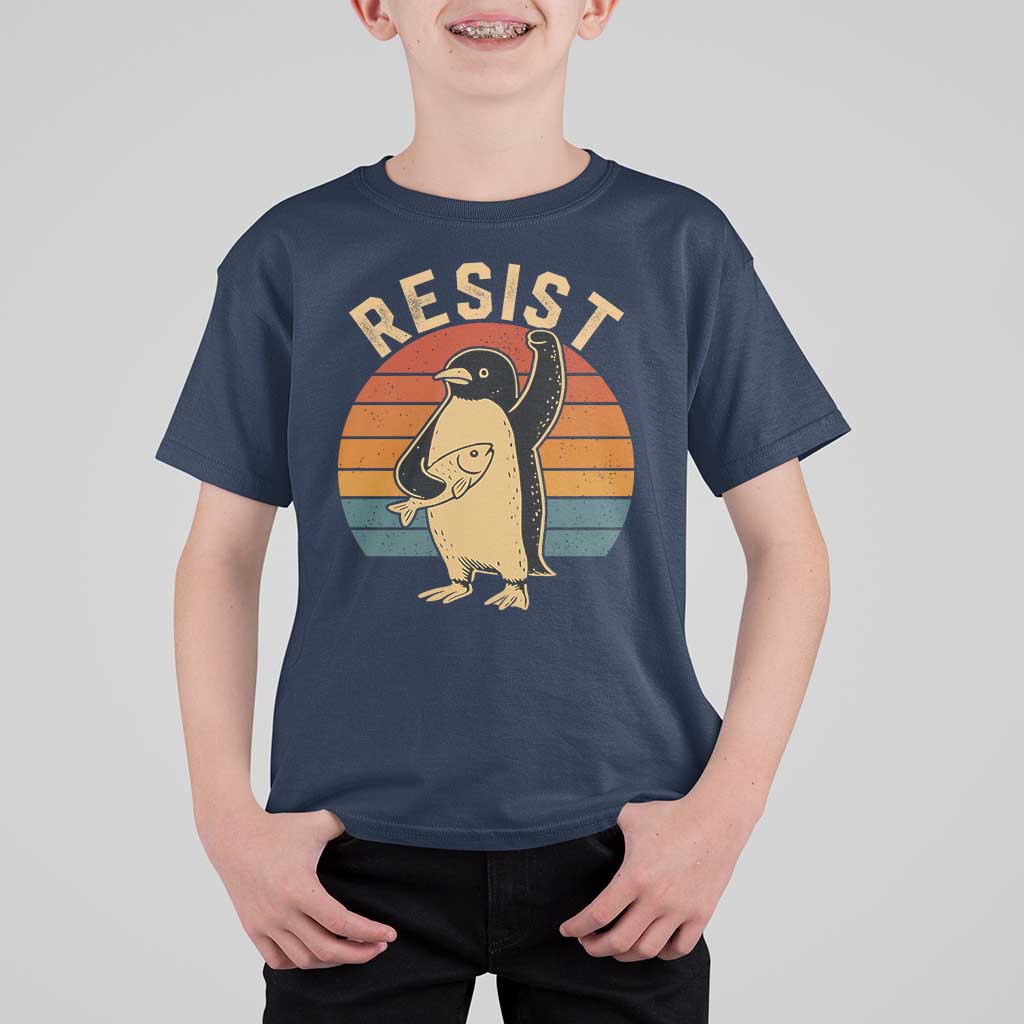 Funny Penguin Resist T Shirt For Kid Funny Penguin Resist Penguins Protest Against Tariffs