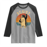 Funny Penguin Resist Raglan Shirt Against Tariffs Retro Vintage