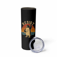 Funny Penguin Resist Skinny Tumbler Against Tariffs Retro Vintage