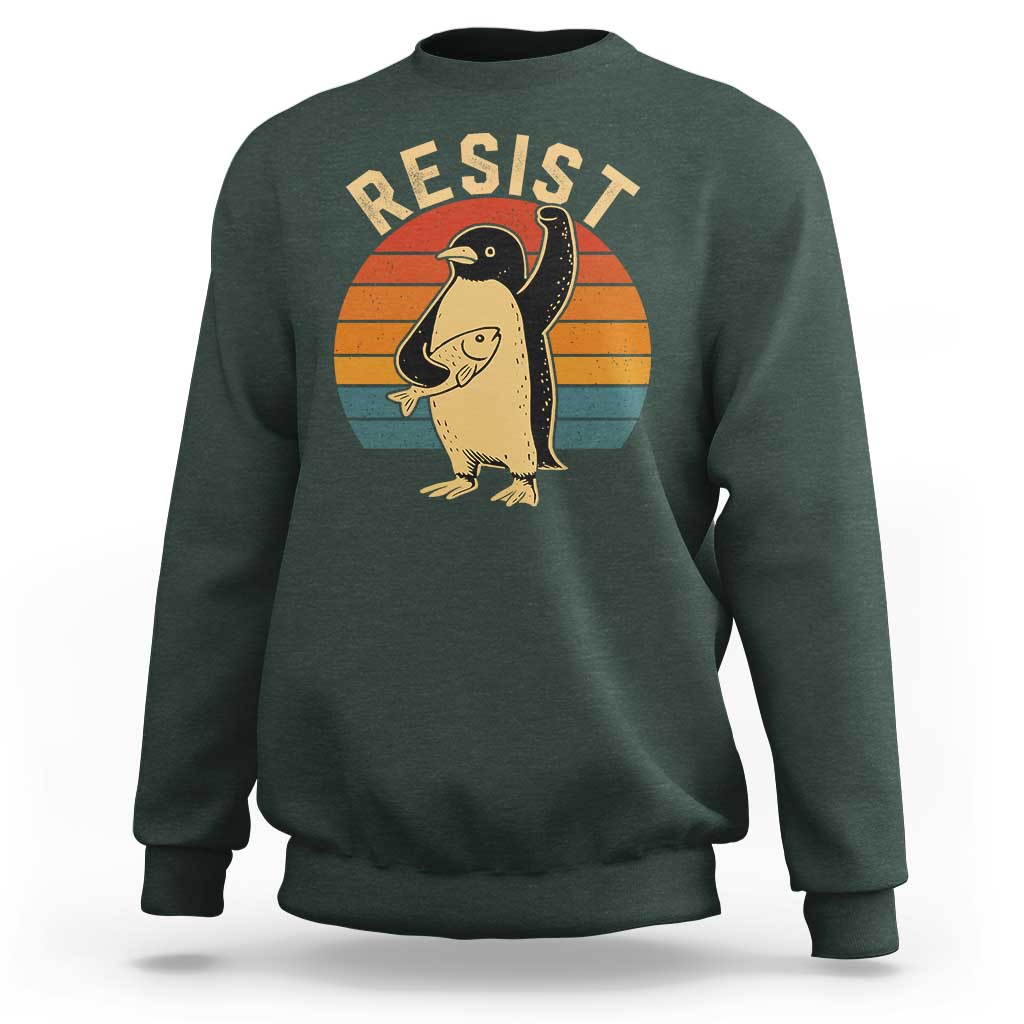 Funny Penguin Resist Sweatshirt Funny Penguin Resist Penguins Protest Against Tariffs