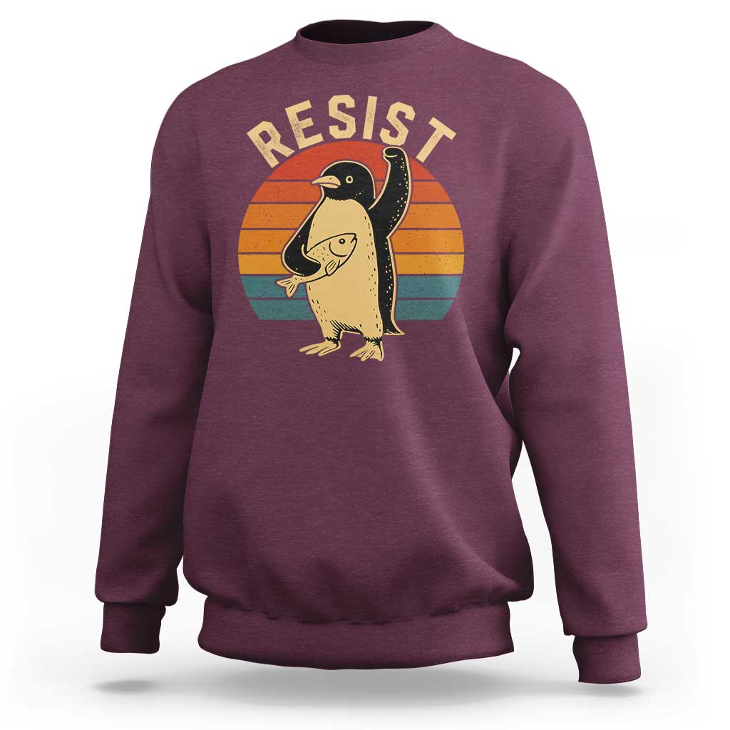 Funny Penguin Resist Sweatshirt Funny Penguin Resist Penguins Protest Against Tariffs