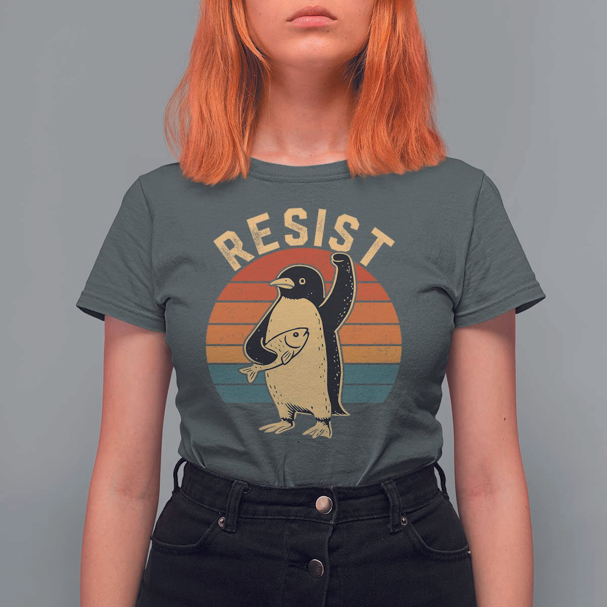 Funny Penguin Resist T Shirt For Women Funny Penguin Resist Penguins Protest Against Tariffs