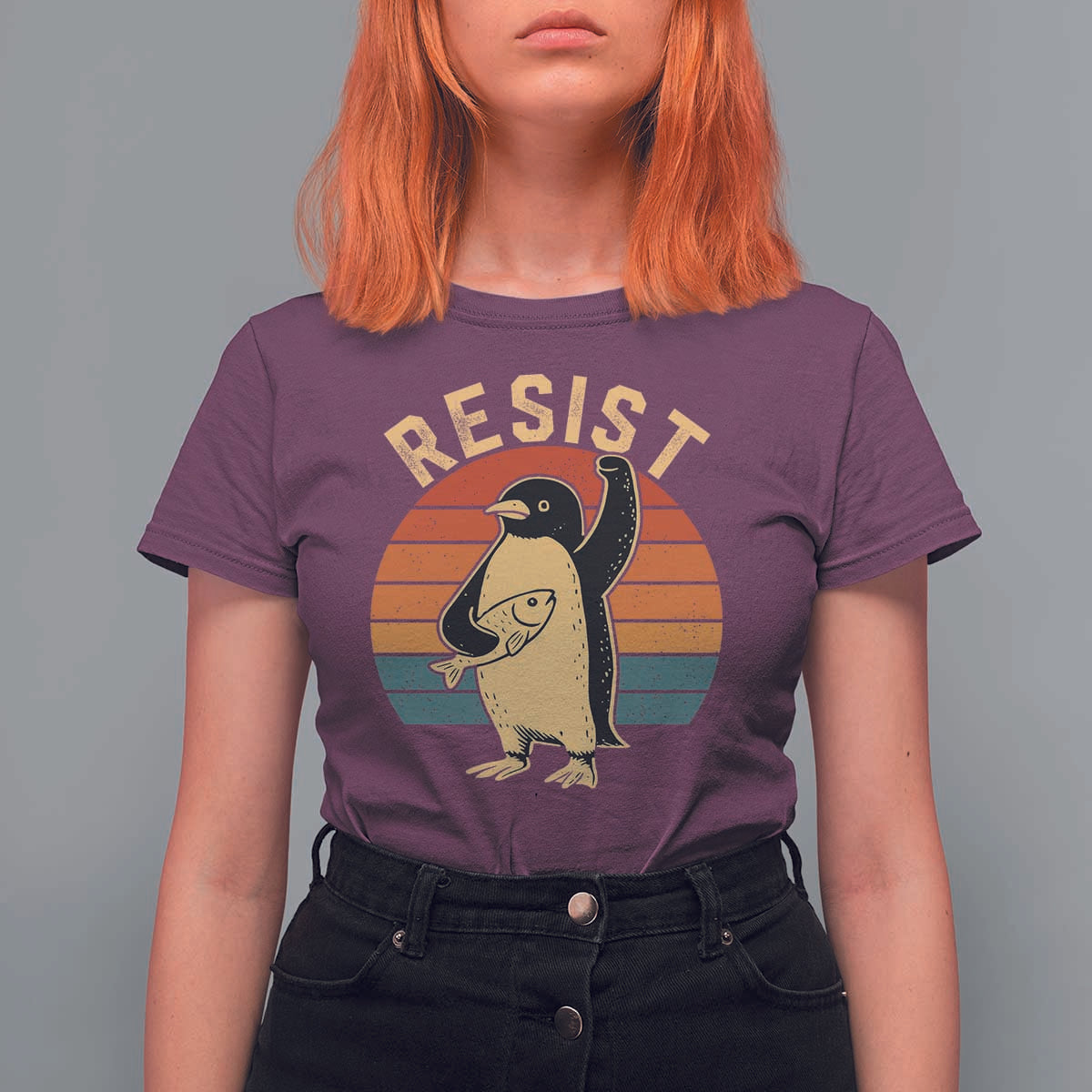 Funny Penguin Resist T Shirt For Women Funny Penguin Resist Penguins Protest Against Tariffs