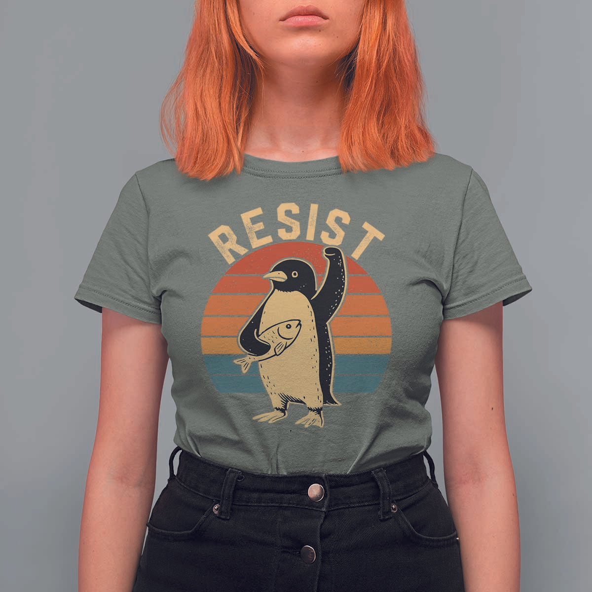 Funny Penguin Resist T Shirt For Women Funny Penguin Resist Penguins Protest Against Tariffs