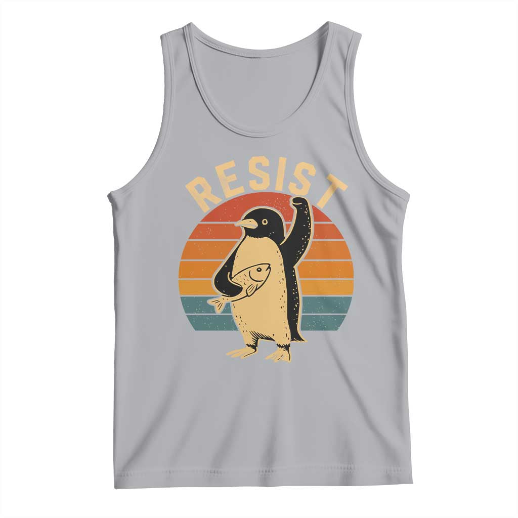 Funny Penguin Resist Tank Top Against Tariffs Retro Vintage