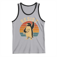 Funny Penguin Resist Tank Top Against Tariffs Retro Vintage