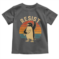 Funny Penguin Resist Toddler T Shirt Against Tariffs Retro Vintage