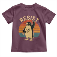 Funny Penguin Resist Toddler T Shirt Against Tariffs Retro Vintage