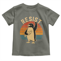 Funny Penguin Resist Toddler T Shirt Against Tariffs Retro Vintage