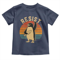 Funny Penguin Resist Toddler T Shirt Against Tariffs Retro Vintage
