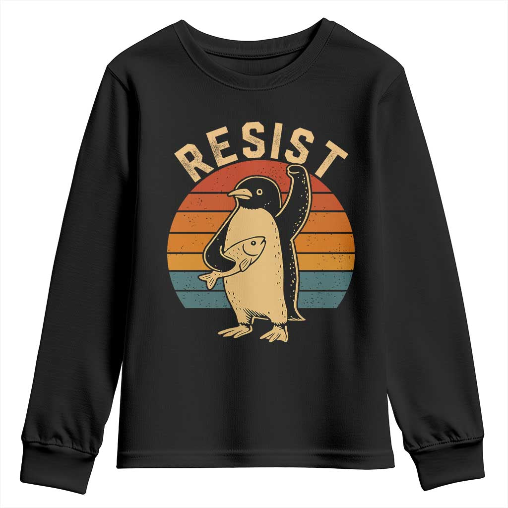 Funny Penguin Resist Youth Sweatshirt Against Tariffs Retro Vintage